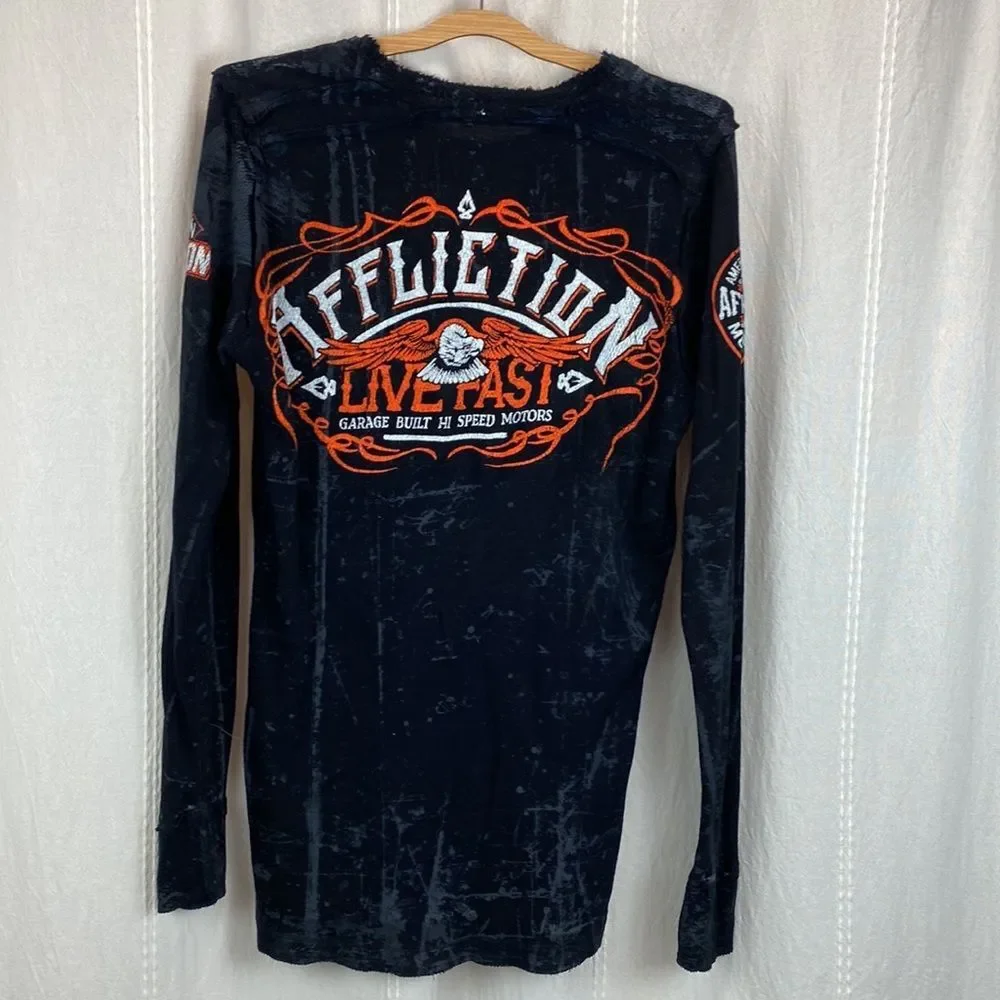 Affliction garage made motors long sleeve thermal shirt medium - Picture 7 of 9